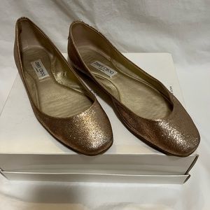 Jimmy Choo Gold Glitter Ballet Flats